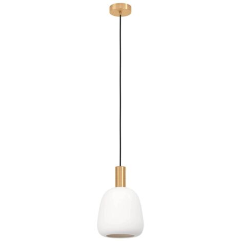 Lampada Sospesa Manzanares Eglo 1xE27 Ottone Spazzolato Bianco