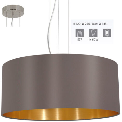 Lampadario A Sospensione Contemporaneo Maserlo Acciaio Nichel Oro 3 Luci E27 (1/5)