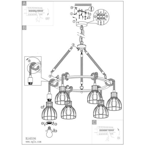 Lampada A Sospensione Eglo Rampside | Stile Vintage Industriale, Nero/marrone, Attacco E27 - 3