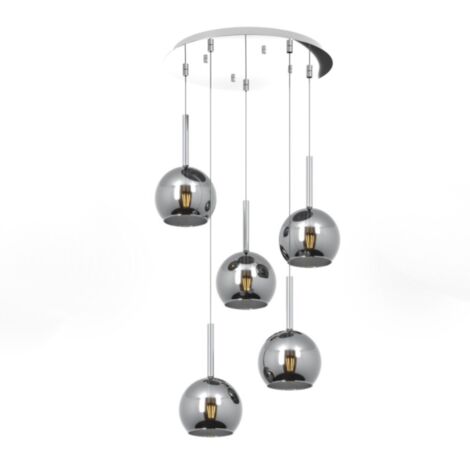 Lampadario Contemporaneo Future Metallo Cromo Vetro 5 Luci E27 (1/5)