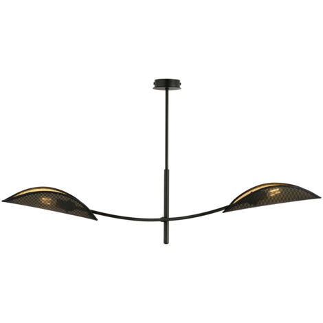 Sospensione Nordica 2 Luci Ares In Acciaio Nero Oro Bracci Regolabili