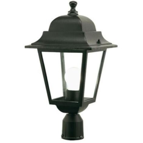 Testa Palo 1 Luce E27Old In Alluminio Color Nero E Vetro Trasparente