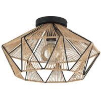 Lampada del soffitto adwickle acciaio nero, natura tessile E27 1x40w H: 26 cm Ø44,5 cm Dimmabile