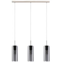 Lampadario Industrial Selvino 3 Luci Acciaio Grigio Opaco Diffusore Nero