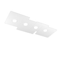 Plafoniera Moderna Rettangolare Plate Metallo Bianco 4 Luci Gx53