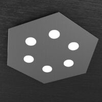 Plafoniera Industrial-Minimal Esagonale Hexagon Metallo Antracite 6 Led 12X6W