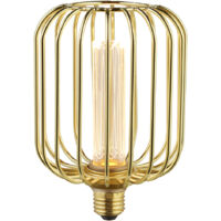 Lampadina Contemporanea Tamburo Acciaio Oro Vetro 1 Luce E27 3,5W 1800K