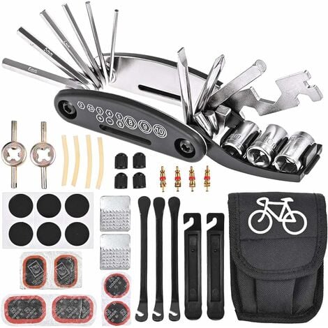 16-in-1-Fahrradreparaturwerkzeug, multifunktionales Faltradwerkzeug,  tragbares Fahrrad-Multitool-Set, hochwertiges  Edelstahl-Fahrradreparaturset, Wartungsset JUNJUN
