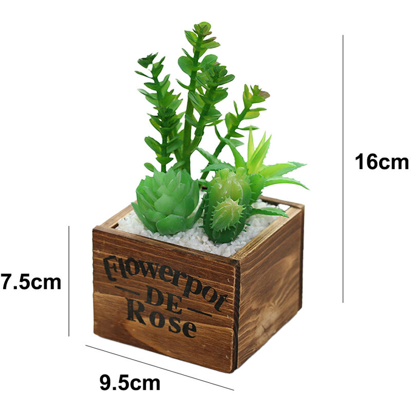 Künstliche Pflanze, kreative Dekoration, Blumenbonsai, bündige Topfpflanze  im quadratischen Holztopf