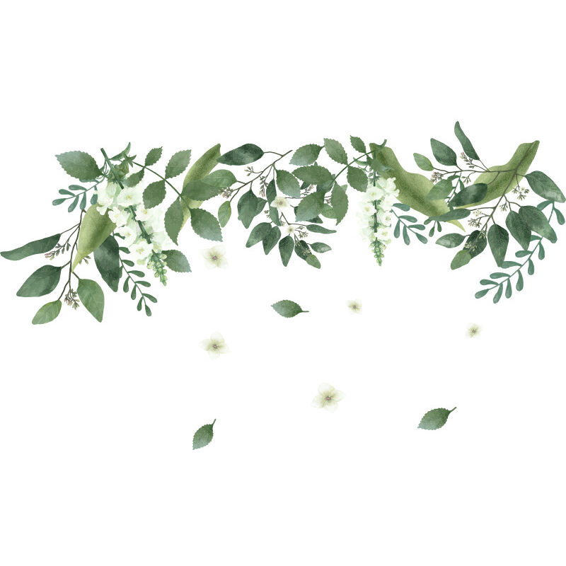 Blätter-Wanddekoration grüne Pflanzen-Wanddekoration, für grüne Grüne abnehmbar, Blätter-Wandaufkleber Aufhängen, frische Babyzimmer, Kinderzimm Pflanzenblätter Blumenranken-Wandaufkleber, zum Kinder,