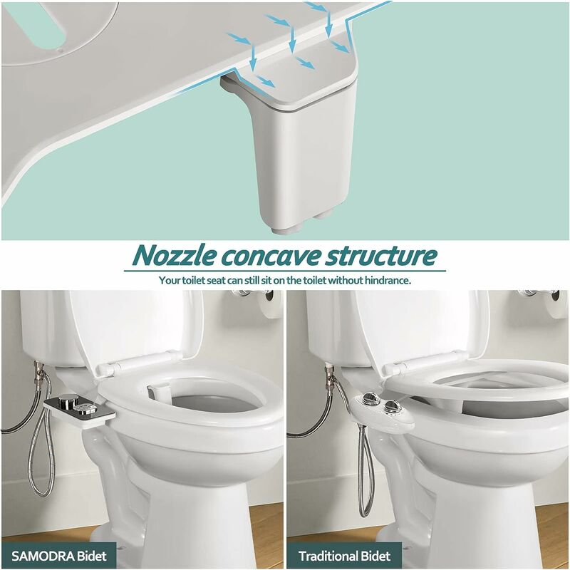 Bidet Attachment - Non-electric Cold Water Bidet Toilet Seat Attachment  with Pressure Controls,Retractable Self-cleaning Dual Nozzles for Frontal u0026  Rear Wash - Black