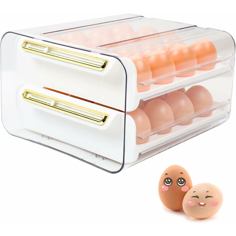 Contenedor de almacenamiento de huevos para refrigerador, 3 niveles con  tapa abatible, organizador de huevos para puerta de refrigerador, bandeja  de