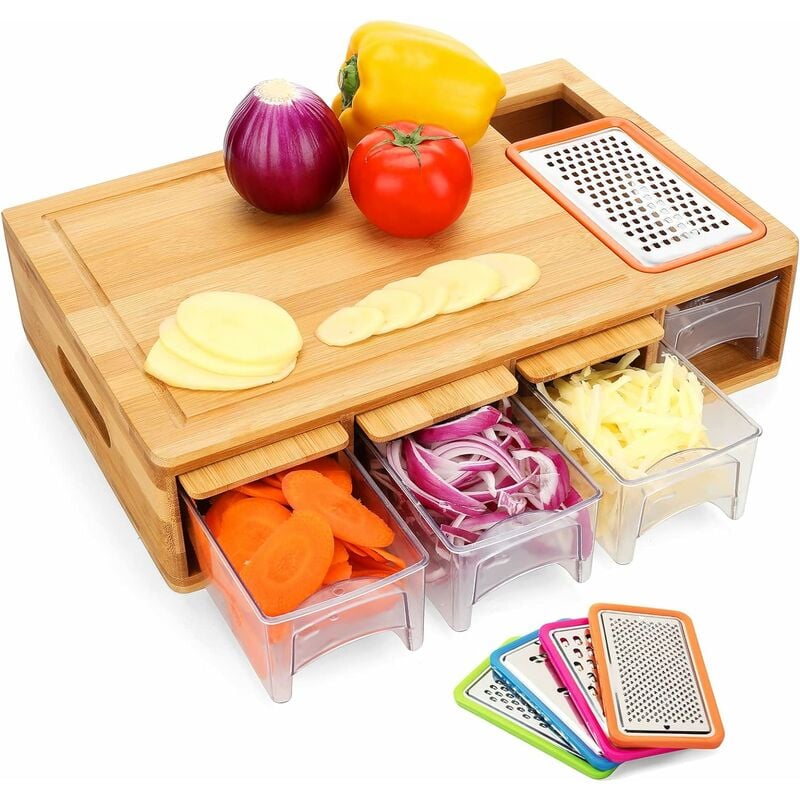 Tablas de cortar para cocina, tabla de cortar de madera para picar carne,  verduras, frutas, queso, bandeja de servir apta para cuchillos, 14 x 9