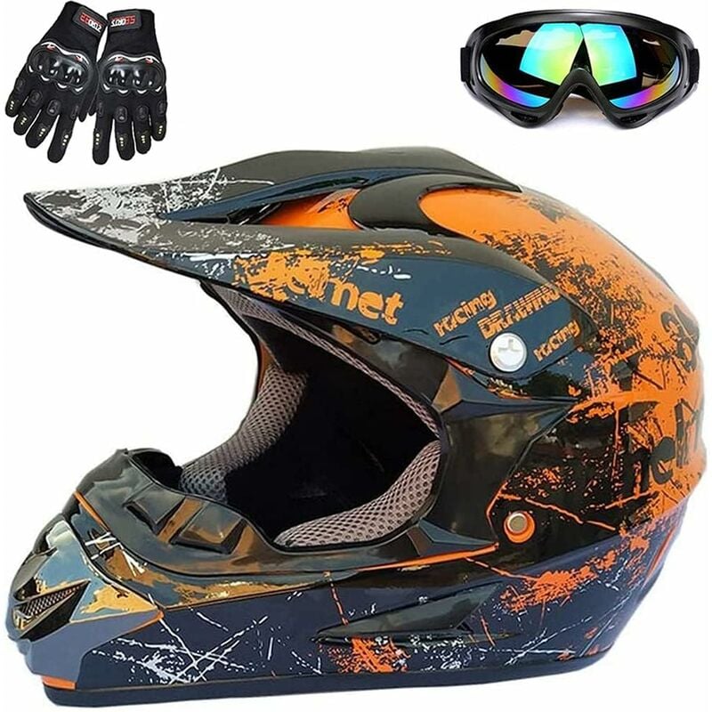 Cascos de motocicleta para jóvenes, Casco de bicicleta para niños, Niños y niñas, Casco de scooter y ATV, Certificación DOT / ECE, Apto para todas las estaciones, 11, M