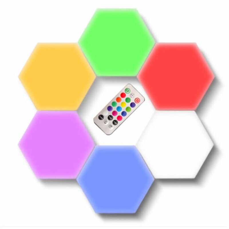 Lámpara de pared hexagonal Táctil Modular Sensible al tacto Luz Ensamblaje geométrico creativo Lámpara de noche LED creativa Adecuada para sala de paisaje, dormitorio, amantes del bricolaje, regalos