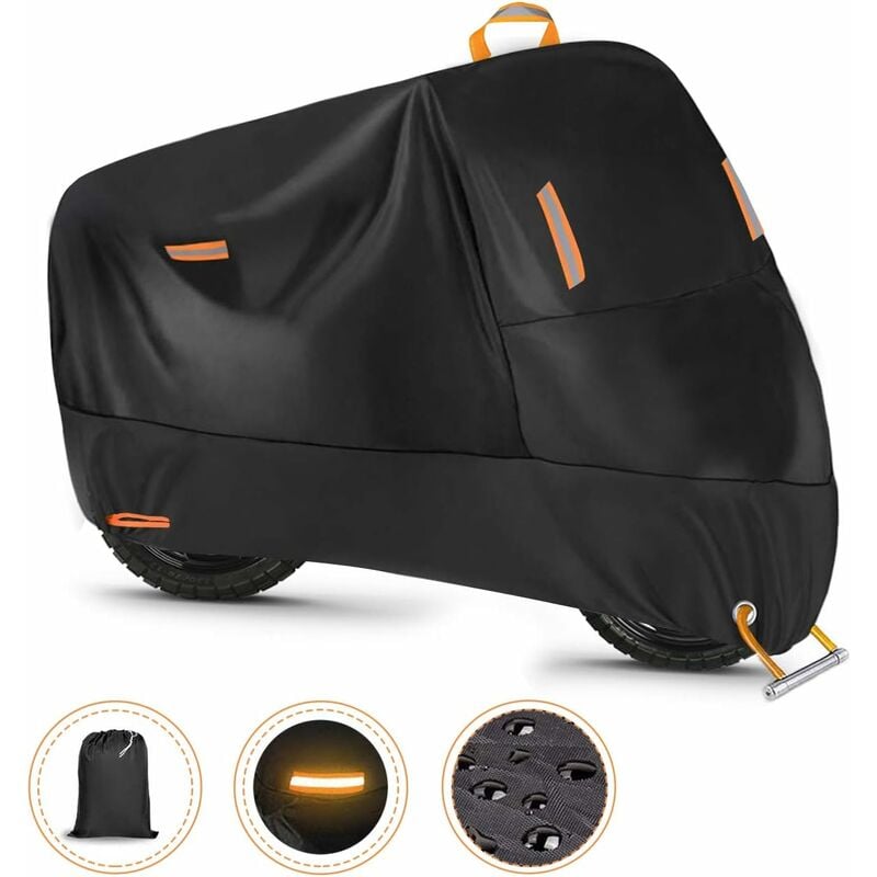 Cubierta para motocicleta Lona para motocicleta impermeable al aire libre 300D Espesar poliéster Cubierta protectora UV para moto Scooter, L (86.6" X 37.4" X 43.3") Gdrhvfd