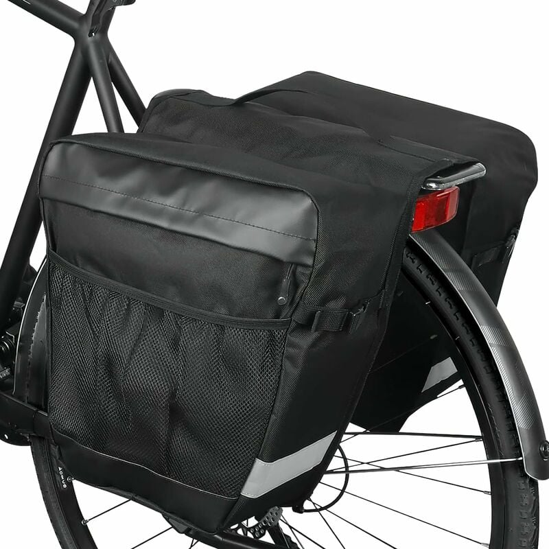 Alforja Trasera, Bolsa De Marco Impermeable 28L Alforja De Bicicleta De Doble Puerta, Alforja De Asiento Trasero De Bicicleta Con Asa, Tira Reflectante Gdrhvfd