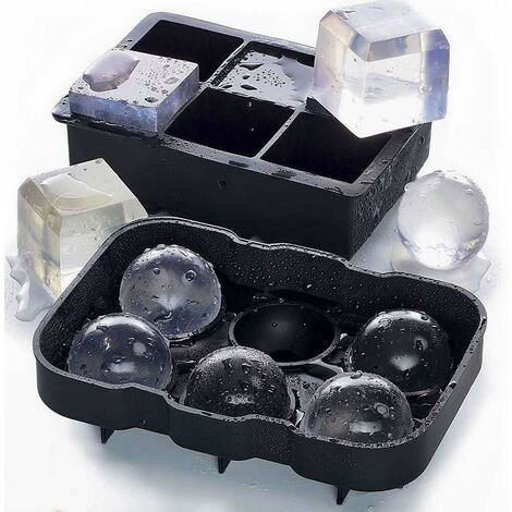 Bandejas de silicona para cubitos de hielo (juego de 2) moldes de bolas de  hielo para whisky, molde para hacer bolas de hielo, molde redondo para