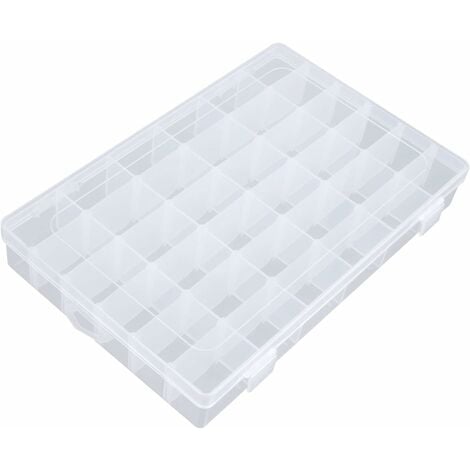 Caja organizadora de plástico con 36 compartimentos, caja de almacenamiento  de joyas con divisores ajustables (paquete de 3)
