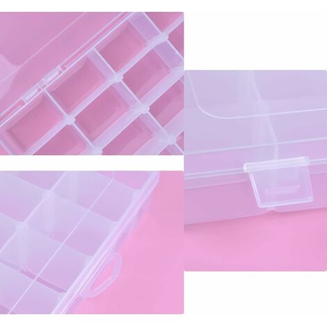 Caja organizadora de plástico con 36 compartimentos, caja de almacenamiento  de joyas con divisores ajustables (paquete de 1)