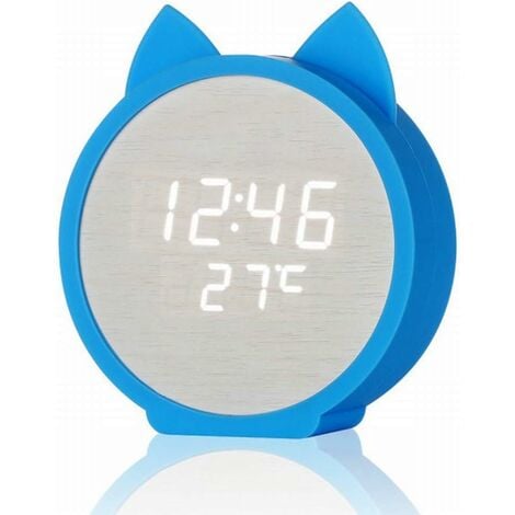 Reloj despertador Digital con espejo, con temperatura y humedad, 3