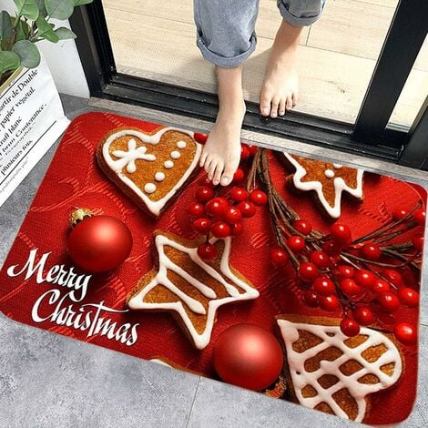 COZEVDNT Alfombrilla de Navidad para el suelo, alfombra interior, alfombrilla  antideslizante para puerta, diseño navideño, decoración