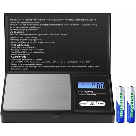 COZEVDNT Báscula de precisión, 500G/0.01G, Báscula de cocina, Digital  portátil con pantalla LCD y