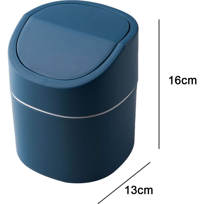 Desktop-, Tisch- oder Couchtisch-Mini-Mülleimer mit Deckel – Papierkorb für  Badezimmer-Waschtisch, blaue Form2