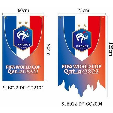 WM-Flagge 2022, Frankreich-Fußballmannschaftsflagge, 1 Stück, 125 x 75 cm,  Katar-WM-Flagge 2022, Fußball
