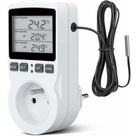 Digitaler Temperaturregler, Heizungs-Kühlthermostat-Sockel LCD- Temperaturregler, 230 V für Gewächshaus-Farm-Temperaturregler /Terrarium-Thermostat(Sockel)