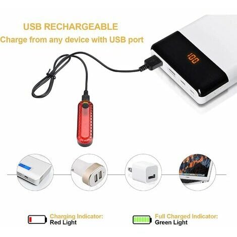 2er-Pack USB-wiederaufladbare LED-Fahrradrücklichter, helle Fahrrad-Sicherheitstaschenlampe  hinten, 220-mAh-Lithiumbatterie, 4 Lichtmodusoptionen, (2