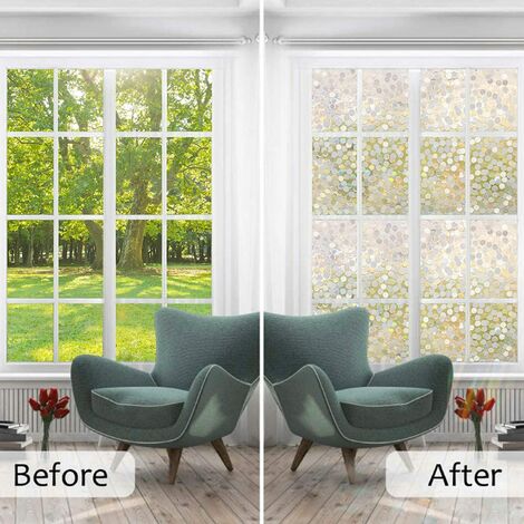 Fensterfolie Sichtschutz 3D dekorative Fensterfolie, Buntglas-Aufkleber,  Regenbogen-Türfensterabdeckung, abnehmbarer Fensteraufkleber,  selbstklebend, Anti-UV-Statik, 17