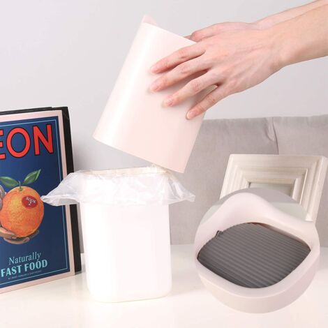 Kunststoff-Mini-Papierkorb-Mülleimer mit Deckel für Badezimmer-Waschtisch,  Desktop-Rosa