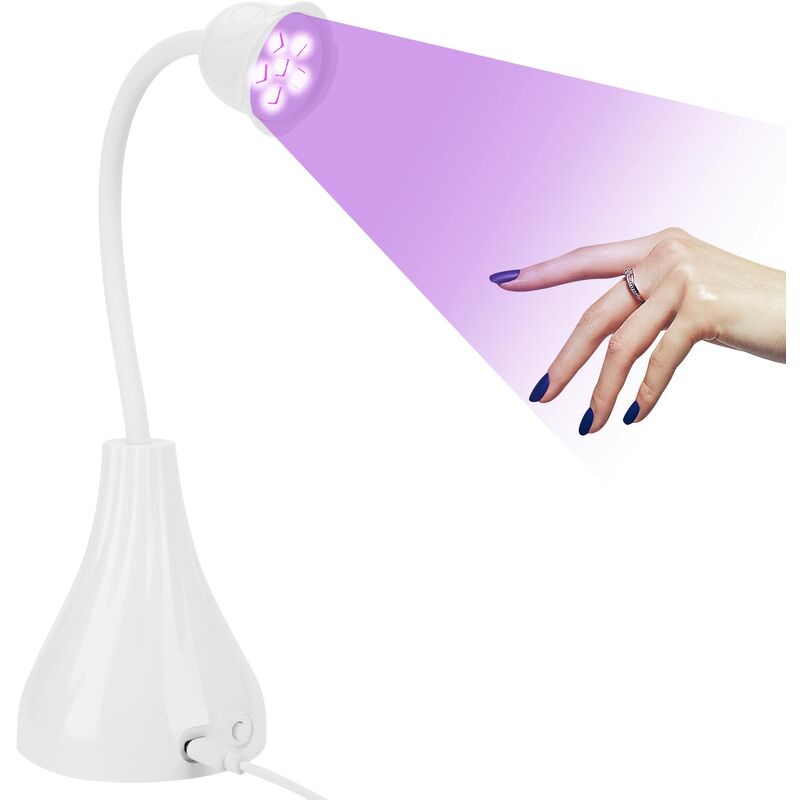 Secador de uñas con lámpara UV, lámpara UV LED de 18 W, secador de uñas de gel de secado rápido con temporizador de 60 s, secador de uñas portátil con rotación de 360°, lámpara de uñas UV para todos los geles (blanco)