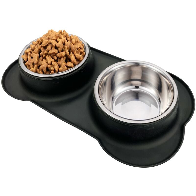 Tazón de comida para perros Tazón de acero inoxidable para mascotas y tazón de agua para perros Derrame y antideslizante, Tazón de alimentación