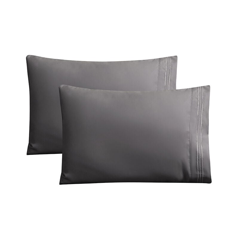 Juego de 2 fundas de almohada, funda de almohada fresca y transpirable, gris, 20 x 30 pulgadas