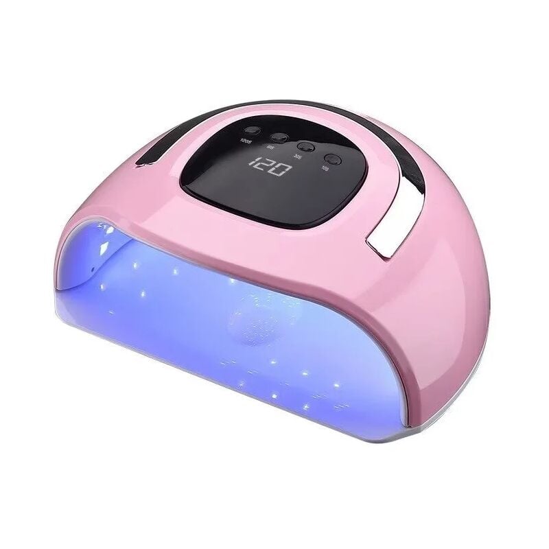 Lámpara de uñas LED UV 64W Secador de uñas profesional Lámpara UV para uñas - 4 configuraciones temporizadas, sensor automático, lámpara de pulido de gel de curado rápido con mango portátil y gran espacio (rosa)