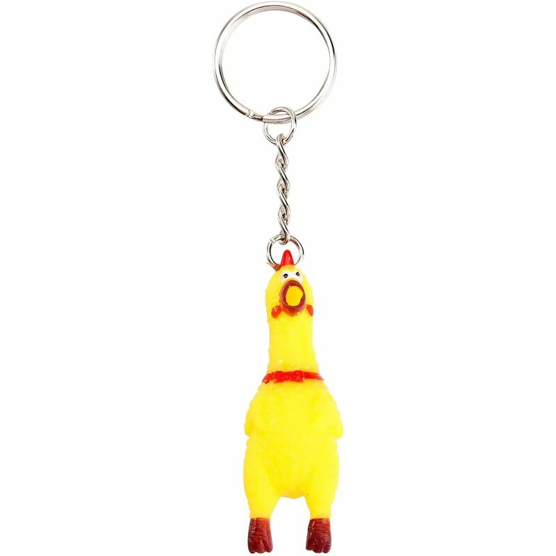 Llavero de pollo, llavero de pollo gritando chillando, mini llavero de goma amarilla con colgante de juguete de pollo gritando, llavero de broma, juguete novedoso para bolsos, llaves, teléfonos