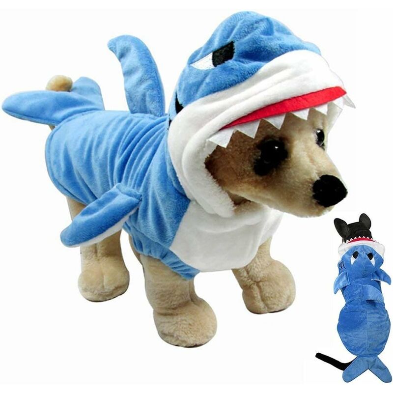 Disfraz de Perro, Jimilif Perro Disfraz de Halloween Perro Divertido Gato Tiburón Disfraz Navidad Cosplay Vestido Mascota Pijama Sudadera con Capucha Abrigo Perro Abrigo de Invierno Perro y Gato Pequeño y Mediano (Tamaño: Largo 23 Busto 36 Cuello 24) cm