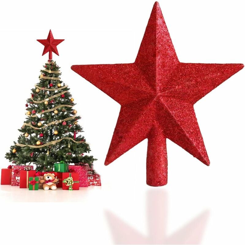 Adorno para árbol de Navidad, Adorno para árbol de Navidad, Árbol de Navidad de estrella, Adorno para árbol de Navidad de estrella, Adorno para árbol de Navidad de estrella, para decoraciones de fiesta en el hogar, rojo, 20 cm