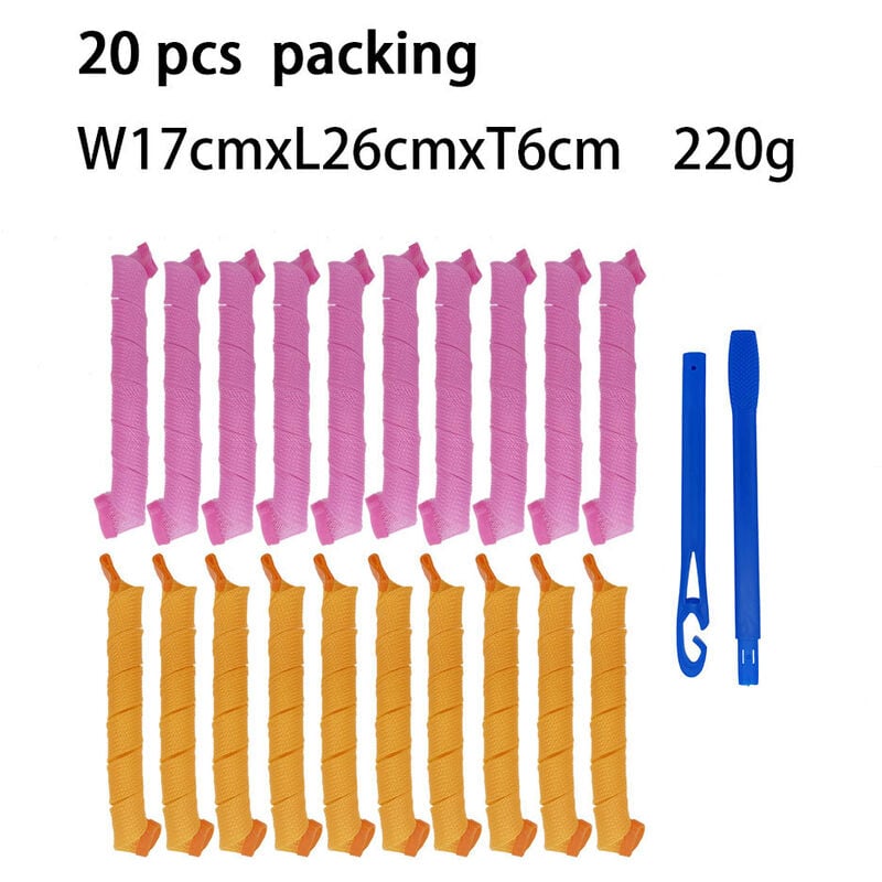 Rizador de pelo, 20 unidades de bricolaje, ondas mágicas, rizos en espiral sin calor