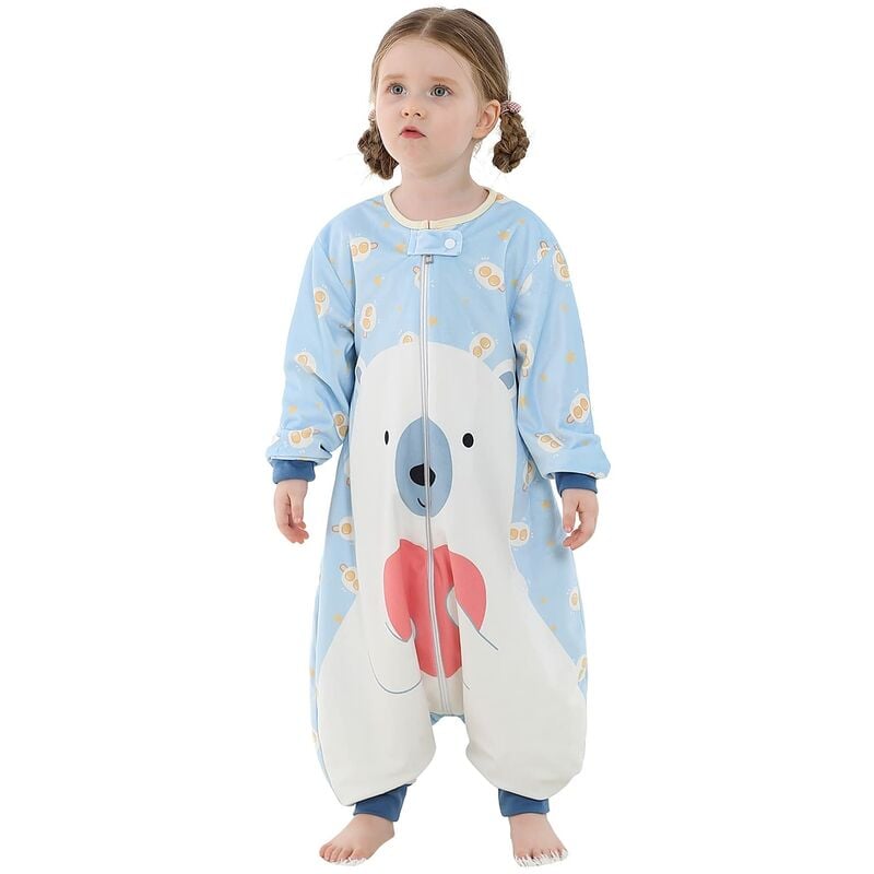 Saco de dormir para bebé con pies, saco de dormir con mangas largas, saco de dormir para todas las estaciones, pijama para niñas y niños cuatro estaciones, saco de dormir de verano con piernas, oso po