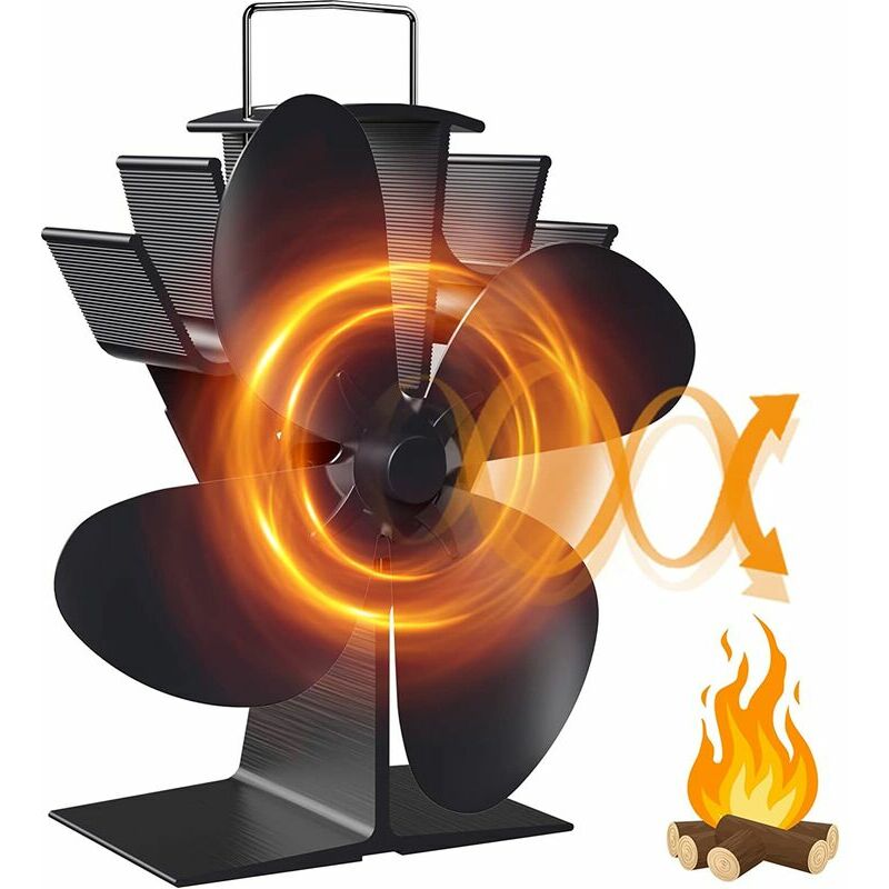 Ventilador de estufa de 4 aspas, ventiladores de chimenea, estufa de pellets/gas/leña Ventilador de estufa de leña, ventilador de calor, Kaminutensils, circulador de aire caliente