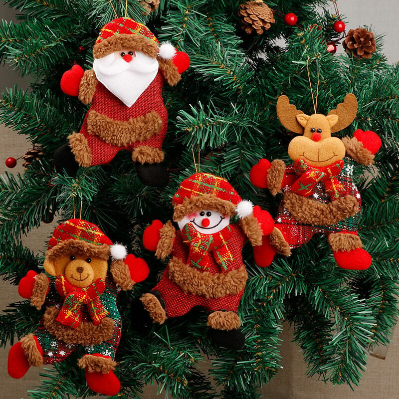 Adornos navideños, adornos para árboles de Navidad, muñecos pequeños, ancianos bailarines, muñecos de nieve, osos ciervos, muñecos de trapo, pequeños colgantes colgantes, osos de regalo, colgantes