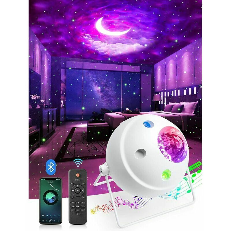 One Fire Star Sky Projector 40 Modos de luz + 360 Luz de noche giratoria para niños Bluetooth Music Galaxy Proyector para fiesta Control remoto Planetario Proyector de techo Bb LED Night Light