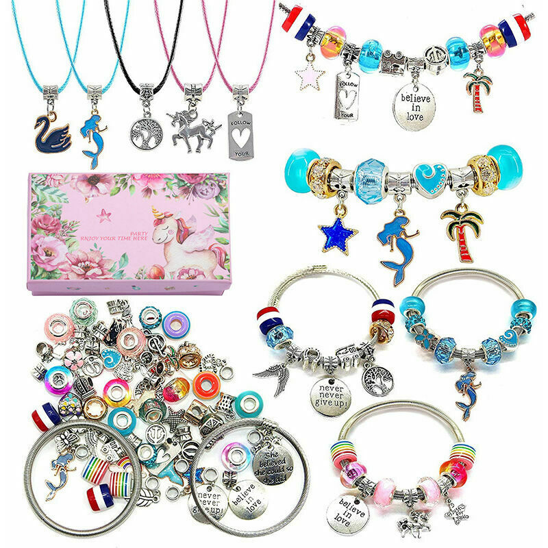 Set para hacer pulserasCharms Jewelry Making Supplies Beads Unicorn Mermaid Craft Set de regalo para niñas a partir de 8 años12 años