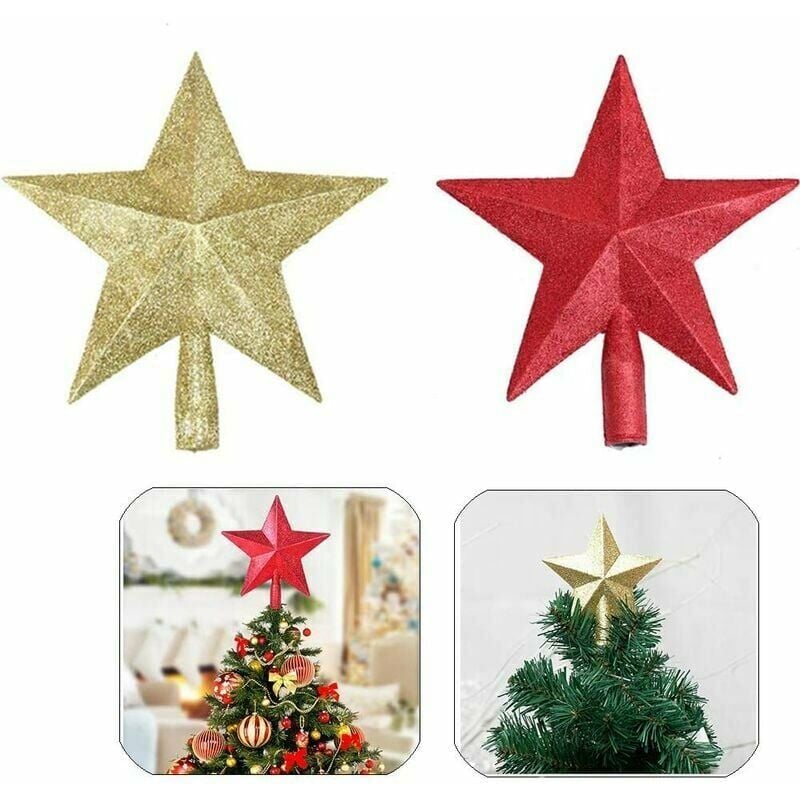 longziming-Adorno para árbol de Navidad Lona con purpurina Espigas para árbol de Navidad Adorno para árbol de Navidad Adorno para árbol de estrella Adorno para árbol Adorno para árbol de Navidad Estre