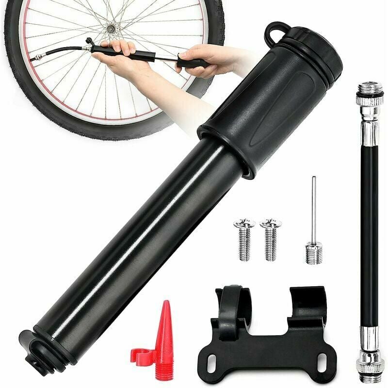 Bomba de bicicleta Mini bomba de mano portátil de alta presión Bicicleta de carretera y Presta y Schrader Aleación de aluminio Bomba de aire Adaptador de aguja de bola Incluido Baloncesto ect ku