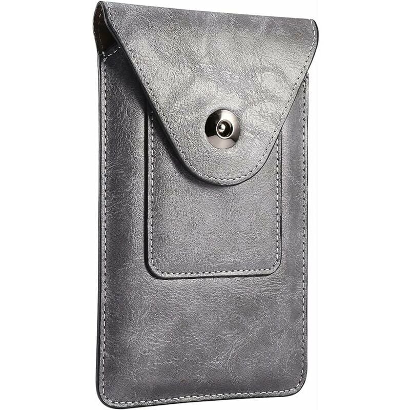 Funda de piel para cinturón para teléfono móvil para hombre (gris de 6,9 pulgadas) kueately