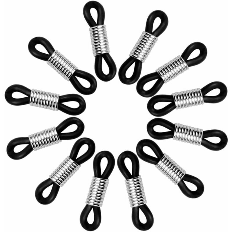 50 clips de goma para gafas, antideslizantes, puntas de cadena para gafas, extremos ajustables de silicona para gafas de lectura, gafas de sol, soporte para gafas, cadena para gafas (negro)